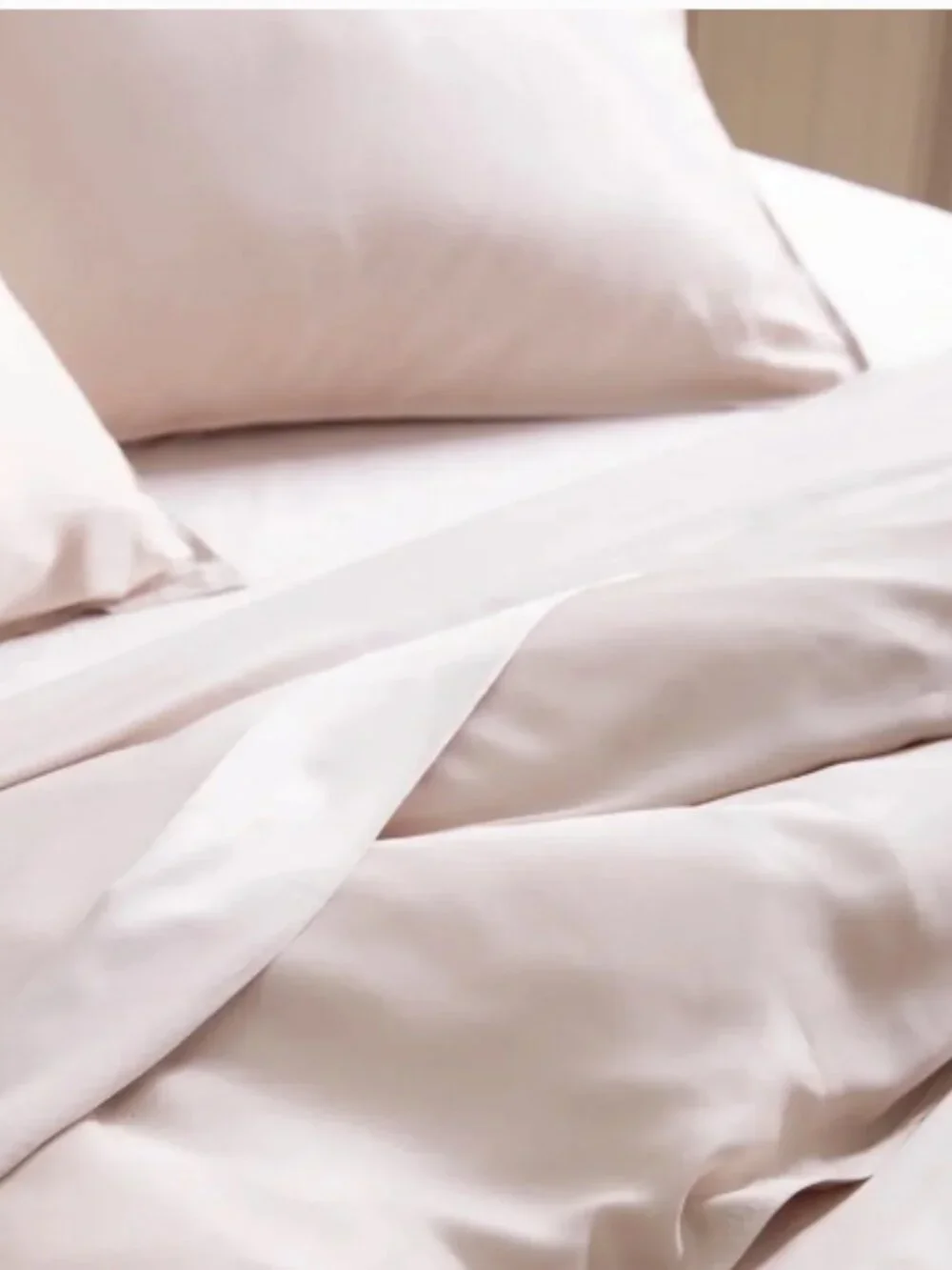New! Quince Bamboo King Duvet Cover Set with Matching Shams in Soft Blush Pink